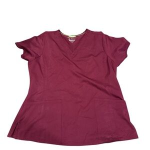 Healing Hands Burgundy Short Sleeve Top